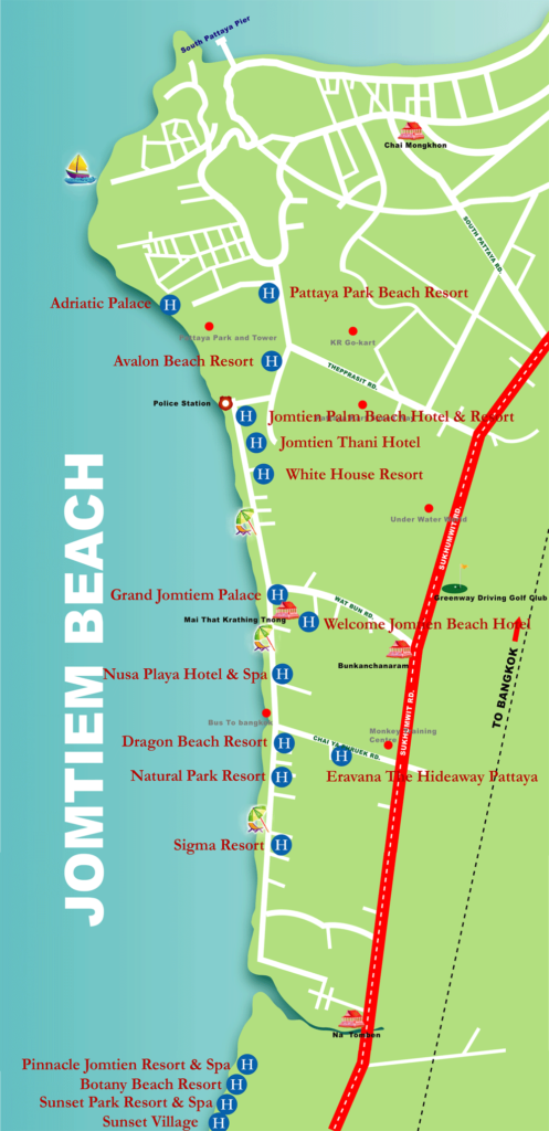карта пляж джомтьен